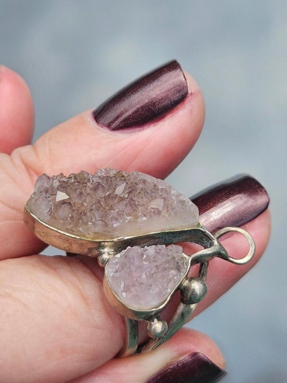 Custom Made Amethyst Crystal Druzy Statement Ring